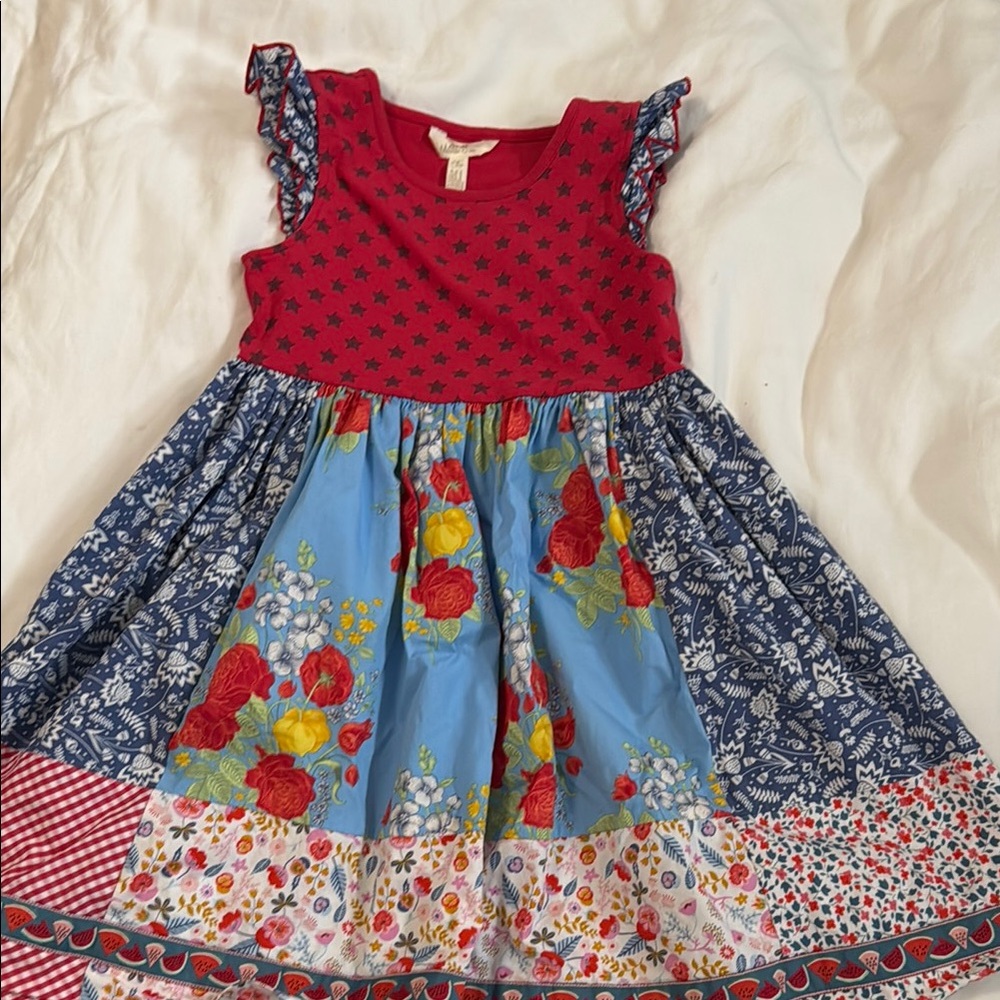 Matilda Jane Red and Blue Sundress with Flutter Sleeves